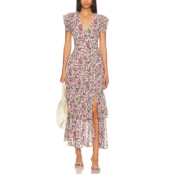 Cleobella 'Bryce' Pink Chiffon Midi Dress Size M - Picture 1 of 5